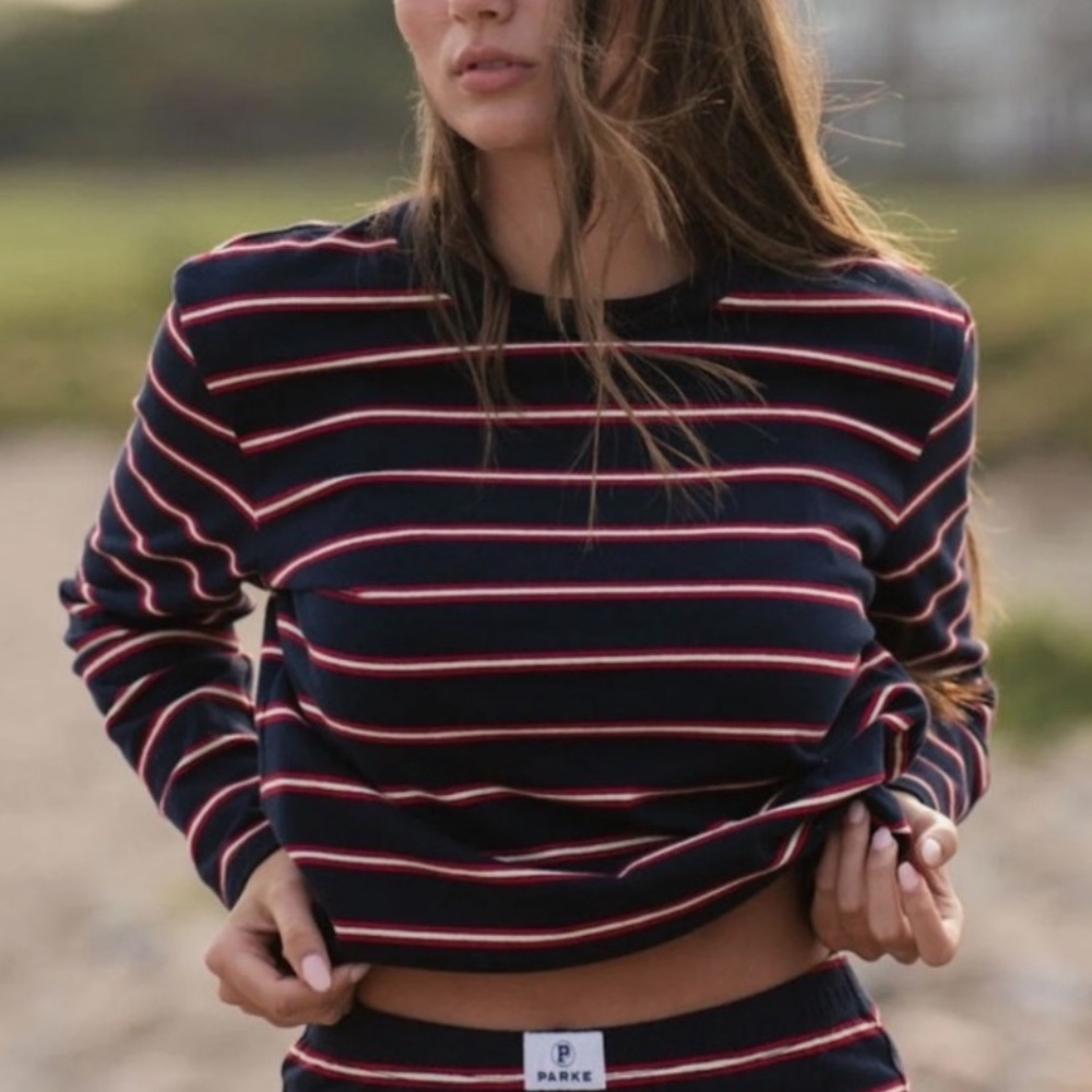 Parke Navy Stripe Long Sleeve Top